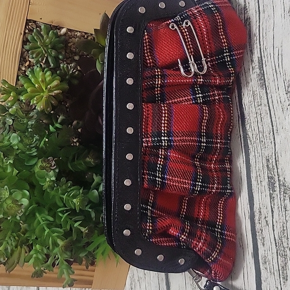 Red Tartan Clutch with Crossbody Strap - Picture 12 of 12